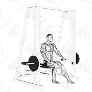 Animated demonstration of smith seated one leg calf raise