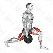Animated demonstration of weighted stretch lunge