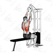 Animated demonstration of cable lateral pulldown (with rope attachment)