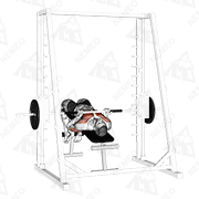 Animated demonstration of deep smith machine reverse decline close grip bench press