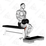 Animated demonstration of dumbbell seated one leg calf raise