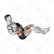 Animated demonstration of weighted russian twist (legs up)