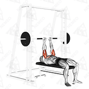 Animierte Vorführung von Smith Machine Bankdrücken mit engem Griff