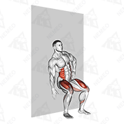 Demostración animada de Crunch lateral sentado (contra la pared)