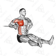 Animated demonstration of band one arm twisting chest press