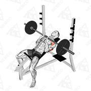 Animated demonstration of barbell incline close grip bench press