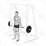 Demostración animada de Curl de antebrazo inverso con máquina Smith