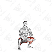 Animated demonstration of bodyweight drop jump squat